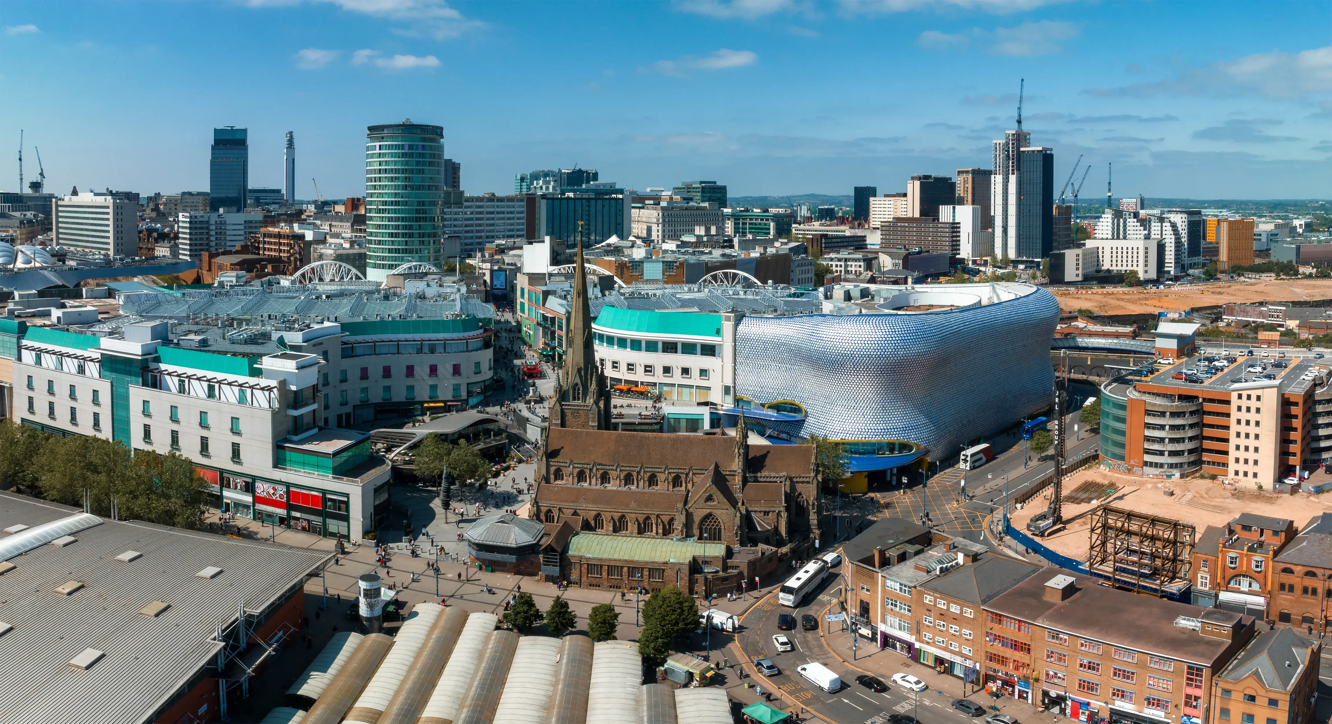 Birmingham skyline with Bullring and St Martins Church - Midlands regional polling