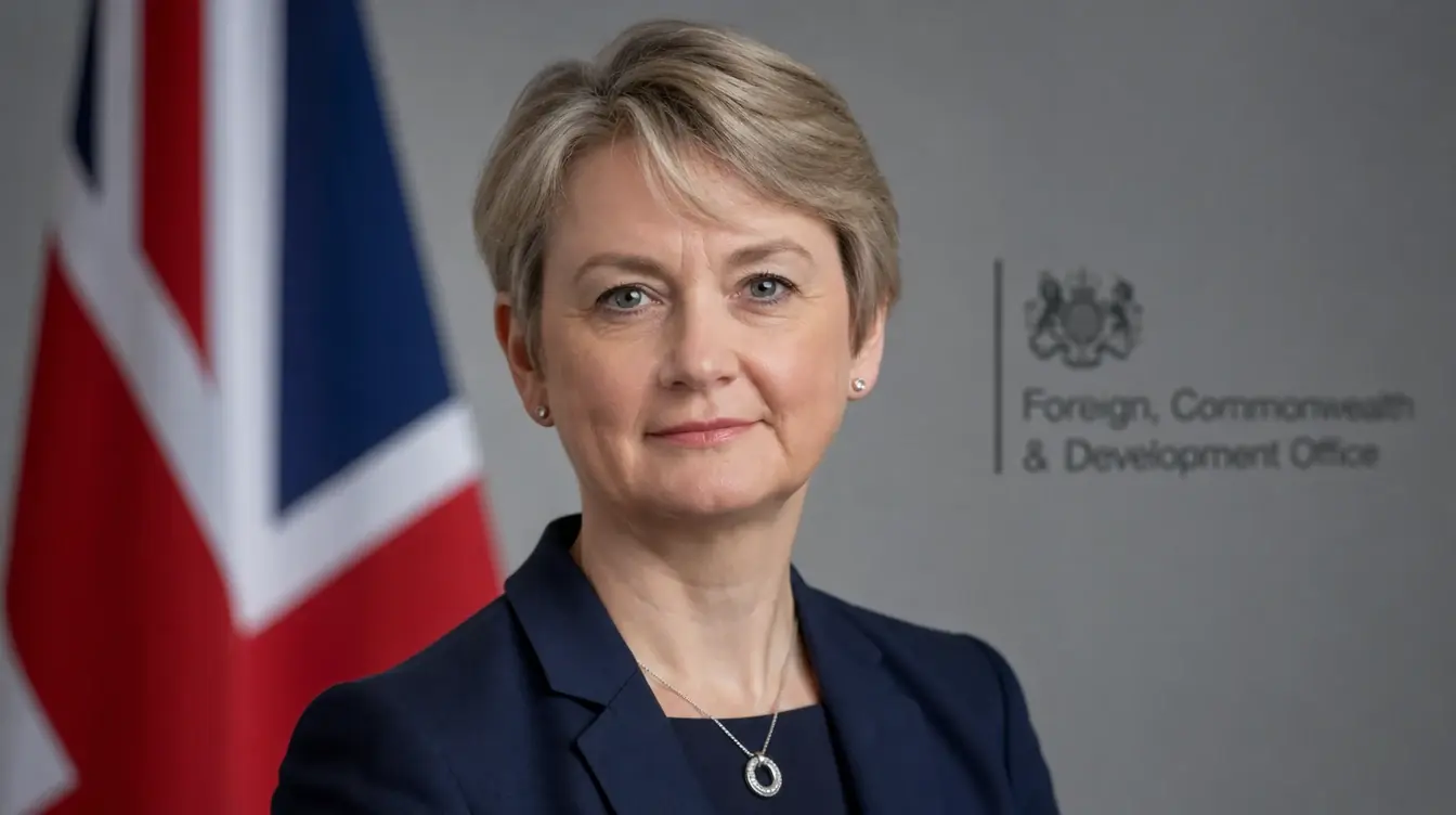 Yvette Cooper, Foreign Secretary, official portrait with Union Jack